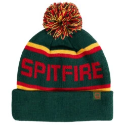 Spitfire Classic '87 Fill Pom Beanie - Dark Green/Gold/Red