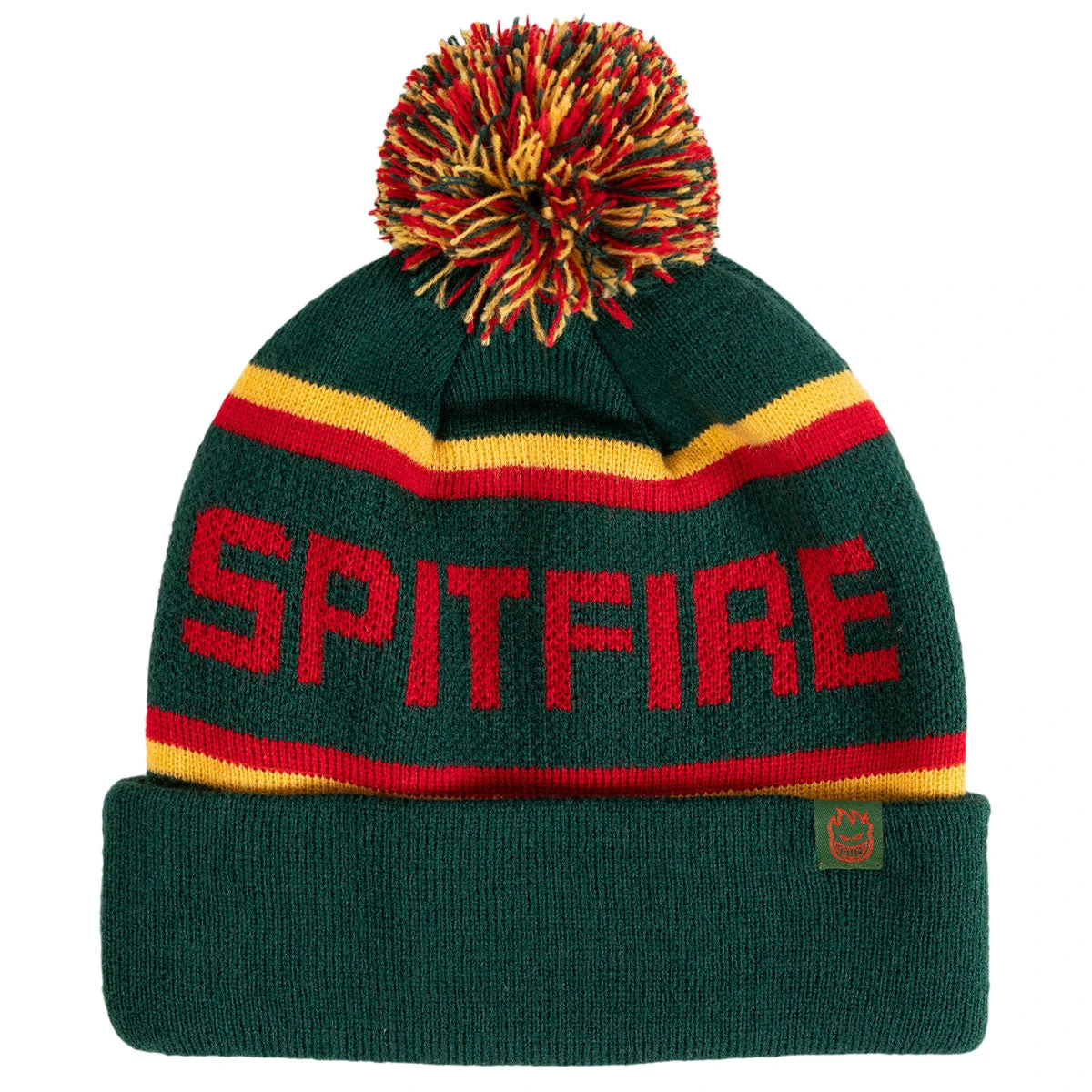 Spitfire Classic '87 Fill Pom Beanie - Dark Green/Gold/Red 1 Spitfire Classic '87 Fill Pom Beanie - Dark Green/Gold/Red