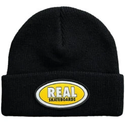 Real Oval Beanie - Black/Yellow