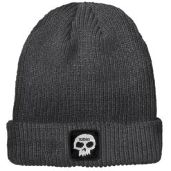 Zero Single Skull Patch Beanie - Charcoal