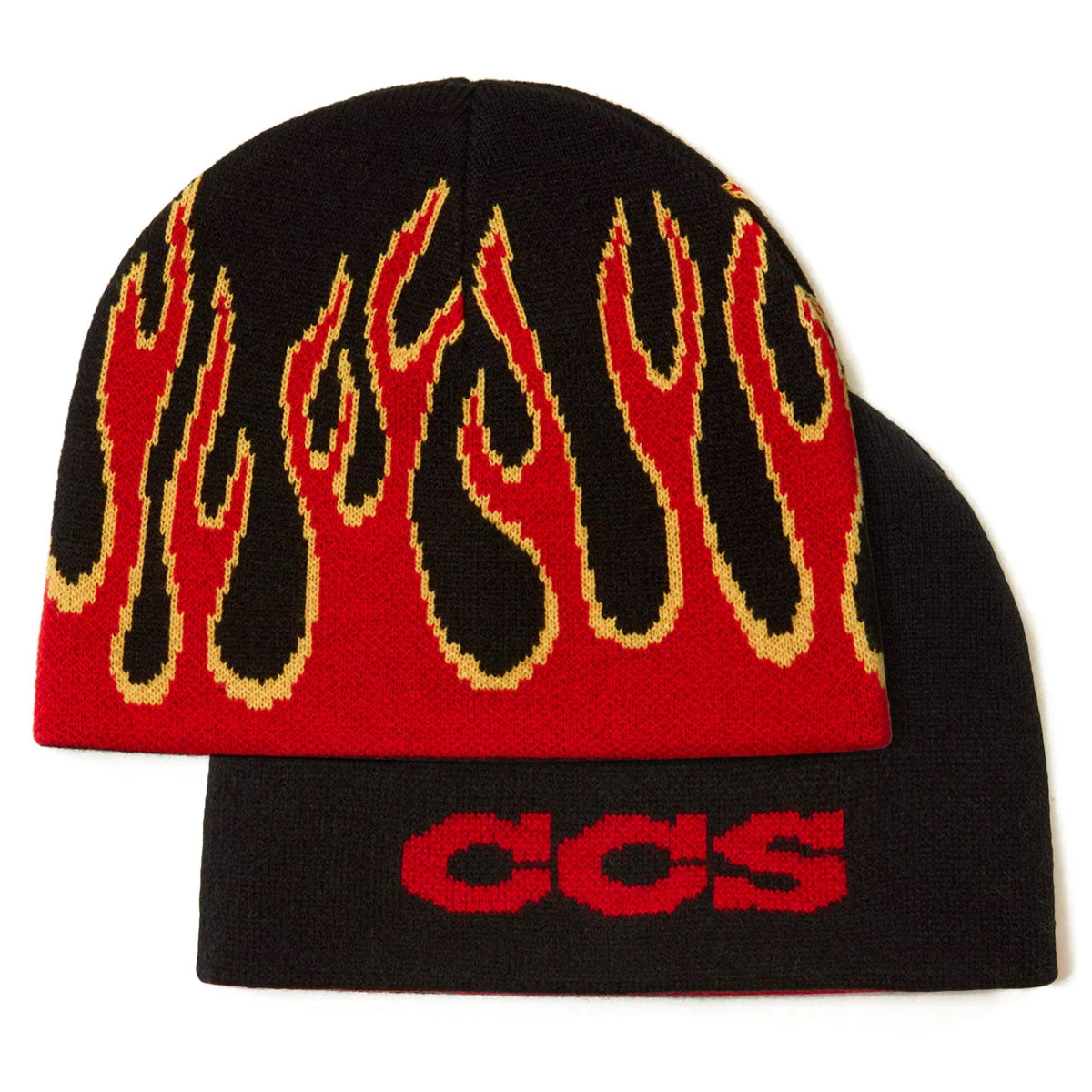 CCS Flames Reversible Skully Beanie - Black/Red 1 CCS Flames Reversible Skully Beanie - Black/Red